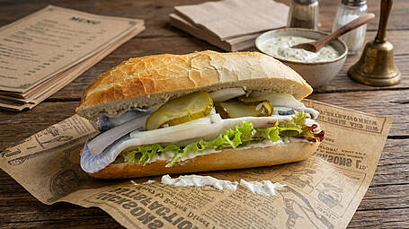 Ein echter Küsten-Klassiker: Frisch belegte Fischbrötchen gehören zu jedem Besuch an der Mittelpromenade dazu.