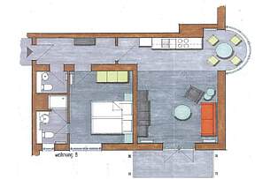 Grundriss der Ferienwohnung 08 in der Villa Höger