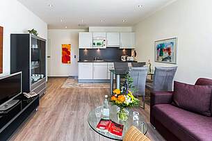 Küche in der Ferienwohnung 05 der Villa Höger