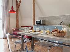 Essbereich Ferienwohnung 02 Krabbe Strandvilla Muschel