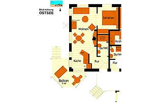 Grundriss der Ferienwohnung 04 im Landhaus Victoria