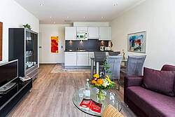 Küche in der Ferienwohnung 05 der Villa Höger
