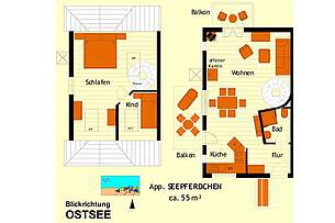 Grundriss der Ferienwohnung 07 im Landhaus Victoria