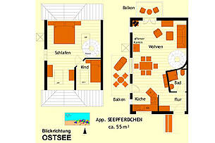 Grundriss der Ferienwohnung 07 im Landhaus Victoria