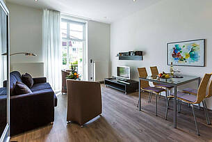 Wohnzimmer der Ferienwohnung in der 04 Villa Höger