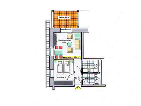 Grundriss der Ferienwohnung 09 in der Villa Wagenknecht