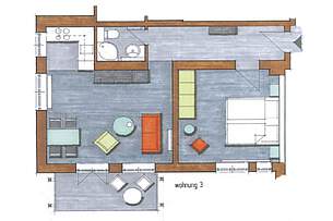 Grundriss der Ferienwohnung 03 in der Villa Höger