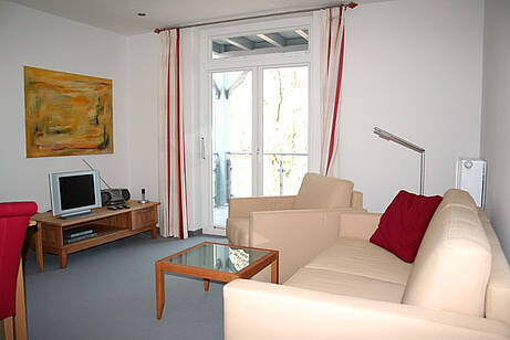 Wohnzimmer der Ferienwohnung 09 in der Villa Wagenknecht