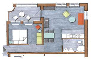 Grundriss der Ferienwohnung in der 02 Villa Höger