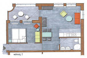 Grundriss der Ferienwohnung in der 02 Villa Höger