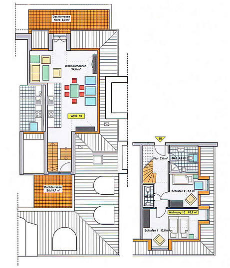 Grundriss der Ferienwohnung 10 in der Villa Wagenknecht