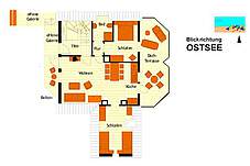 Grundriss der Ferienwohnung 01 im Landhaus Victoria